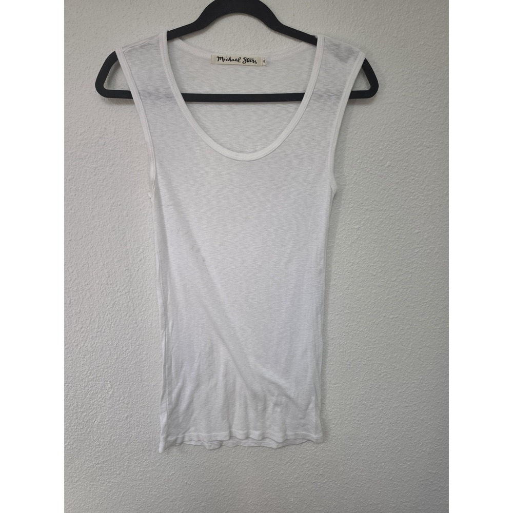 Michael Stars White Tank Top Sleeveless Scoop Neck Casual Tee Shirt Blouse